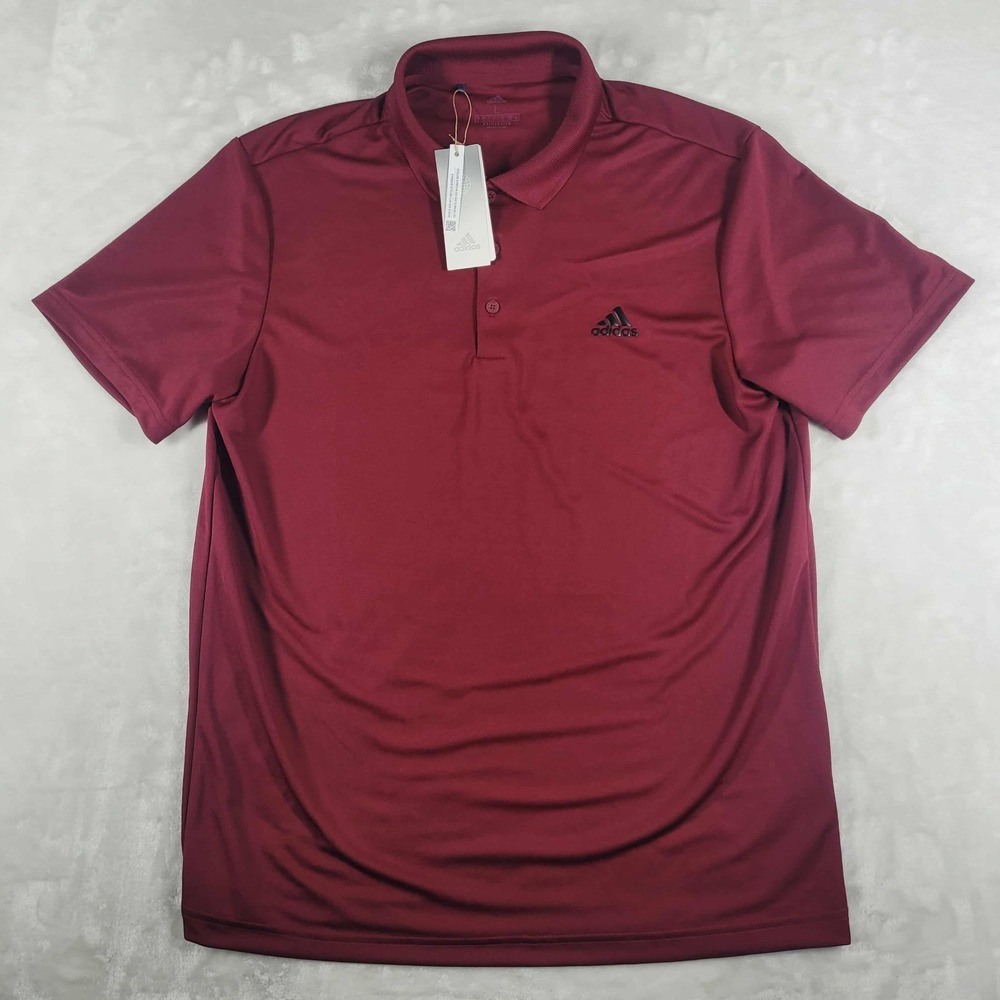 Adidas Prime Green Polo Shirt Men's Large Red Active Performance Comfort NWT